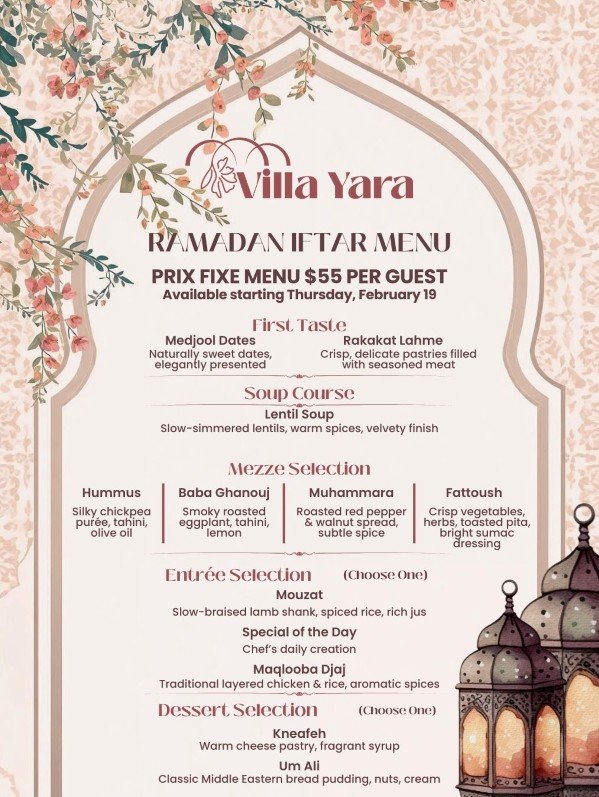Villa Yara Ramadan Iftar Menu